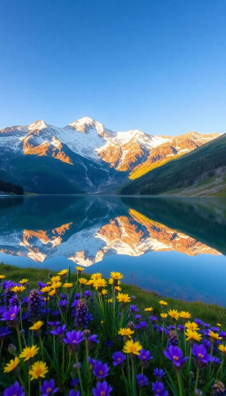 HD iPhone AI Spring Mountain Reflection Luxurious Background Royalty-Free Stock Image